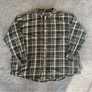 St. John's Bay Men’s 3XLT Green Plaid Flannel Button Down Shirt